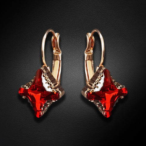 Earrings "Byzantine Cross (Light Siam Metallic Light Gold)" with Swarovski™ crystals